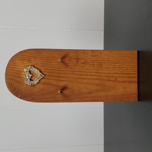Iridescent Rhinestone Metal Heart Wood Key/Stationary Holder